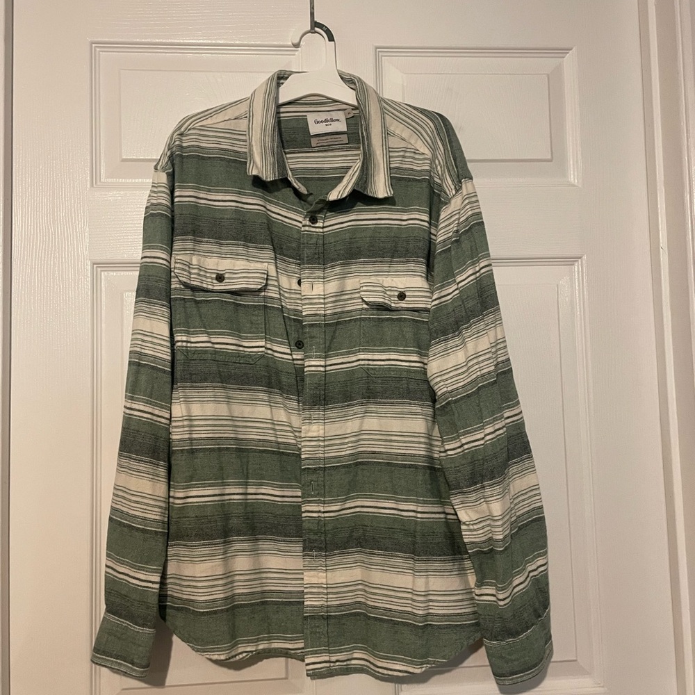 Goodfellow Striped Button-Up w Front Pockets